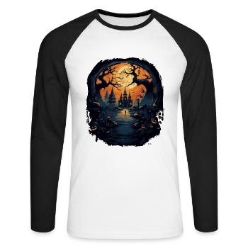 Spooky mood of Halloween - Unisex Long Sleeve Baseball T-Shirt - white/black - Front - Nik (191cm)