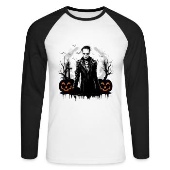 Spooky mood of Halloween - Unisex Long Sleeve Baseball T-Shirt - white/black - Front - Nik (191cm)