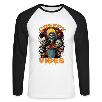 Spooky mood of Halloween - Unisex Long Sleeve Baseball T-Shirt - white/black - Front - Nik (191cm)