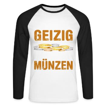 Münzen Sammeln Für Lustige Münzsammler Und Münzlie - Unisex Baseballshirt langarm - Weiß/Schwarz - Vorne - Nik (191cm)