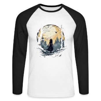 Spooky mood of Halloween - Unisex Long Sleeve Baseball T-Shirt - white/black - Front - Nik (191cm)