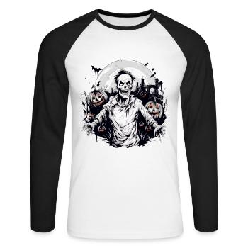 Spooky mood of Halloween - Unisex Long Sleeve Baseball T-Shirt - white/black - Front - Nik (191cm)