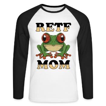 Amphibien amoureux de l’animal grenouille arboricole aux yeux rouges - T-shirt baseball manches longues Homme - blanc/noir - Devant - Nik (191cm)