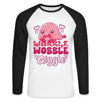 Biologiste marin Poissons d’eau profonde Blob Océan - T-shirt baseball manches longues Homme - blanc/noir - Devant - Nik (191cm)