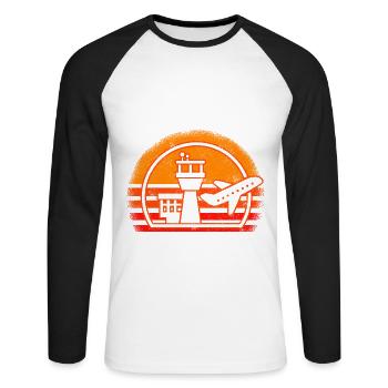 Luftraumkontrolle Für Fluglotsen Flugkontrolleur R - Unisex Baseballshirt langarm - Weiß/Schwarz - Vorne - Nik (191cm)