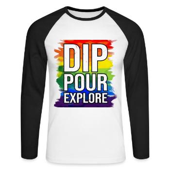 Peintre Toile Liquide Peinture Art Peinture - T-shirt baseball manches longues Homme - blanc/noir - Devant - Nik (191cm)