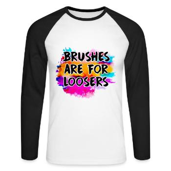 Peintre Toile Liquide Peinture Art Peinture - T-shirt baseball manches longues Homme - blanc/noir - Devant - Nik (191cm)