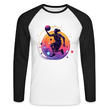 BASKETBALL pour toujours! - T-shirt baseball manches longues Homme - blanc/noir - Devant - Nik (191cm)