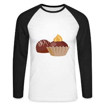 Was ist besser als ein Schokoladentrüffel? Zwei Tr - Unisex Baseballshirt langarm - Weiß/Schwarz - Vorne - Nik (191cm)
