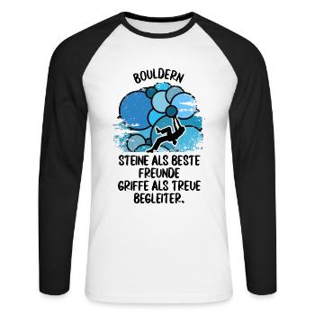 Vintage Bouldern Boulderer Klettern Kletterer - Unisex Baseballshirt langarm - Weiß/Schwarz - Vorne - Nik (191cm)