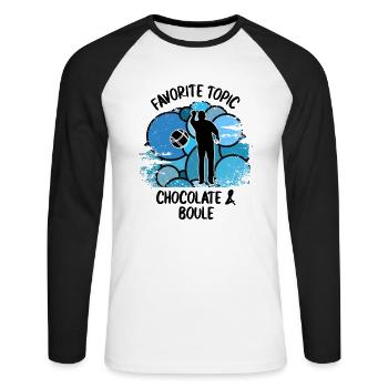 Boule Petanque Boccia Boules Schokolade - Unisex Baseballshirt langarm - Weiß/Schwarz - Vorne - Nik (191cm)