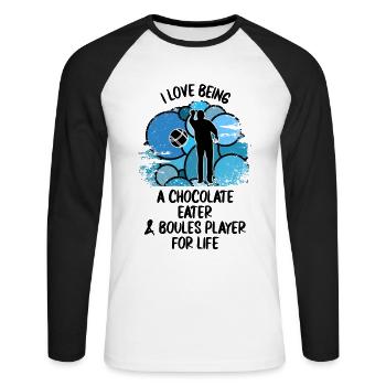 Boule Petanque Boccia Boules Schokolade - Unisex Baseballshirt langarm - Weiß/Schwarz - Vorne - Nik (191cm)