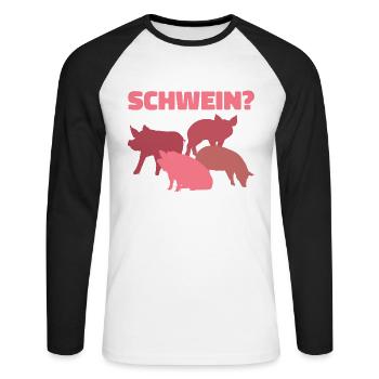 Was ist besser als ein Schwein? 2 Schweine, 3 Schw - Unisex Baseballshirt langarm - Weiß/Schwarz - Vorne - Nik (191cm)