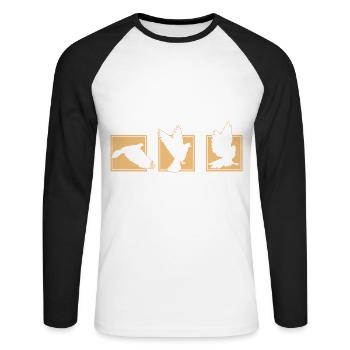 Was ist besser als ein Vogel? 2 Vögel, 3 Vögel, 4 - Unisex Baseballshirt langarm - Weiß/Schwarz - Vorne - Nik (191cm)