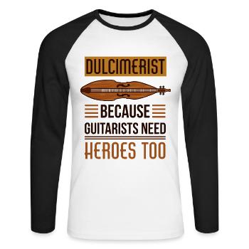 Musikinstrument, Musiker, Hackbrettspieler, - Unisex Baseballshirt langarm - Weiß/Schwarz - Vorne - Nik (191cm)