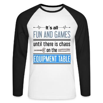 Scrub Tech Surgical Technician Surgical Technologist - Unisex Long Sleeve Baseball T-Shirt - white/black - Front - Nik (191cm)
