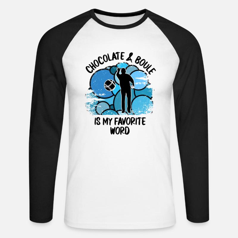 Boule Petanque Boccia Boules Schokolade - Unisex Baseballshirt langarm - Weiß/Schwarz