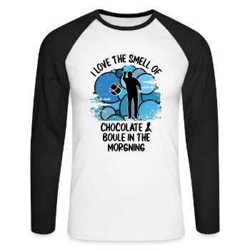 Boule Petanque Boccia Boules Schokolade - Unisex Baseballshirt langarm - Weiß/Schwarz - Vorne - Nik (191cm)