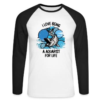 Aquarium Aquarianer Fische Zierfische Aquaristik - Unisex Baseballshirt langarm - Weiß/Schwarz - Vorne - Nik (191cm)