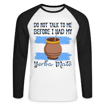 Drapeau de l’Argentine Thé yerba maté argentin - T-shirt baseball manches longues Homme - blanc/noir - Devant - Nik (191cm)