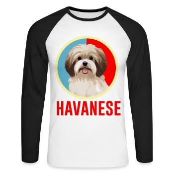 Havanais rétro - T-shirt baseball manches longues Homme - blanc/noir - Devant - Nik (191cm)