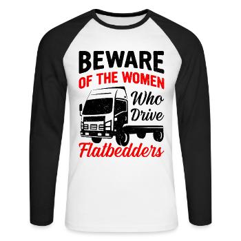 Truck Flatbed Machine Cargo Vehicle - Unisex Long Sleeve Baseball T-Shirt - white/black - Front - Nik (191cm)
