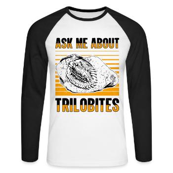 fossils, paleontologist, fossil collector, - Unisex Long Sleeve Baseball T-Shirt - white/black - Front - Nik (191cm)