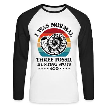 fossils, paleontologist, fossil collector, - Unisex Long Sleeve Baseball T-Shirt - white/black - Front - Nik (191cm)