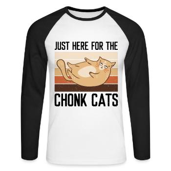Kitty Fat Cat Lover Meme Kitten Meow - T-shirt baseball manches longues Homme - blanc/noir - Devant - Nik (191cm)