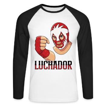 Mexican wrestling wrestler lucha libre mask - Unisex Long Sleeve Baseball T-Shirt - white/black - Front - Nik (191cm)