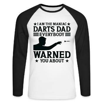 I am the maniac darts dad everybody warned you abo - Unisex Baseballshirt langarm - Weiß/Schwarz - Vorne - Nik (191cm)
