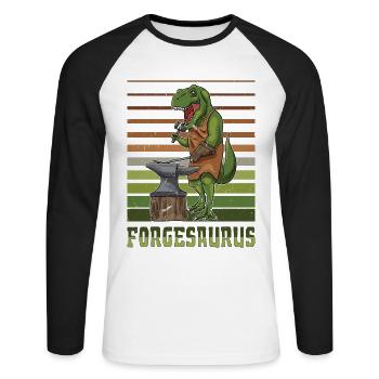 Forger Métallurgiste Dino - T-shirt baseball manches longues Homme - blanc/noir - Devant - Nik (191cm)
