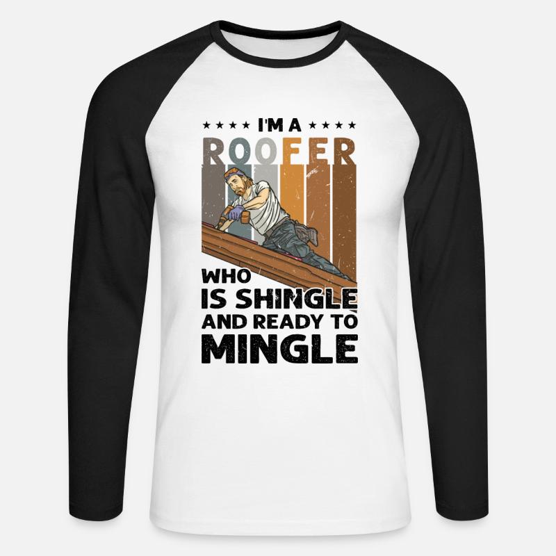 Dachdecker/in Dachdecker/in Dachdecker/in - Unisex Baseballshirt langarm - Weiß/Schwarz
