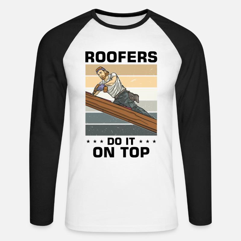Dachdecker/in Dachdecker/in Dachdecker/in - Unisex Baseballshirt langarm - Weiß/Schwarz