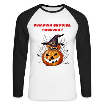 Pumkin Buddies für immer - Unisex Baseballshirt langarm - Weiß/Schwarz - Vorne - Nik (191cm)
