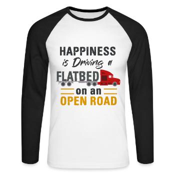 LKW Flachbettmaschine Frachtfahrzeug - Unisex Baseballshirt langarm - Weiß/Schwarz - Vorne - Nik (191cm)