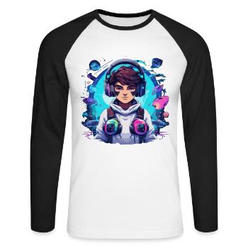 Le jeu est ma vie - T-shirt baseball manches longues Homme - blanc/noir - Devant - Nik (191cm)