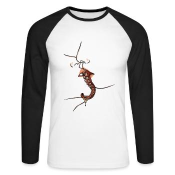 Embrasser les tentacules sous-marins de créature marine - T-shirt baseball manches longues Homme - blanc/noir - Devant - Nik (191cm)