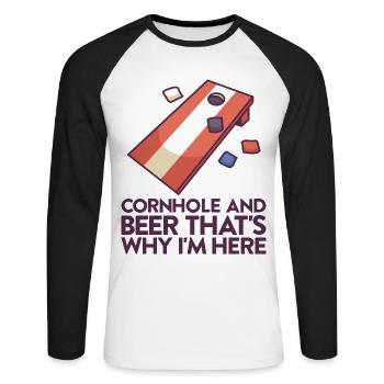 Jeu de Cornhole Tenue de trou de maïs avec Cornhole - T-shirt baseball manches longues Homme - blanc/noir - Devant - Nik (191cm)