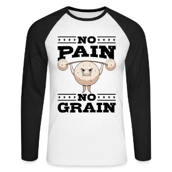 Asiatisches Essen Gebratener Reis Bowl - Unisex Baseballshirt langarm - Weiß/Schwarz - Vorne - Nik (191cm)
