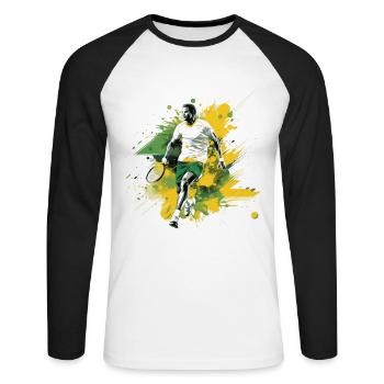 Tennis - Unisex Baseballshirt langarm - Weiß/Schwarz - Vorne - Nik (191cm)