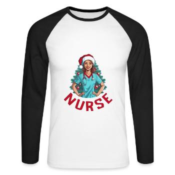 Frohe Weihnachten Krankenschwester - Unisex Baseballshirt langarm - Weiß/Schwarz - Vorne - Nik (191cm)