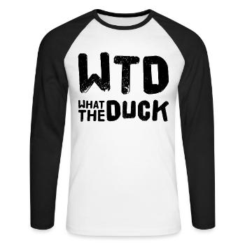Qu’est-ce que le canard drôle cadeau WTD - T-shirt baseball manches longues Homme - blanc/noir - Devant - Nik (191cm)