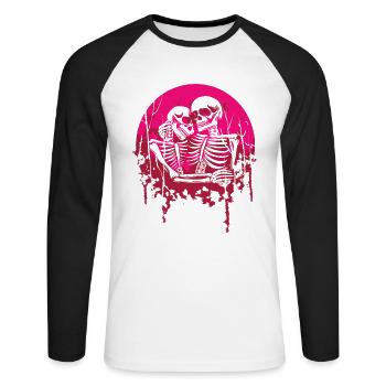 Lesbienne Gay Pride Deux Femmes S’embrassant - T-shirt baseball manches longues Homme - blanc/noir - Devant - Nik (191cm)