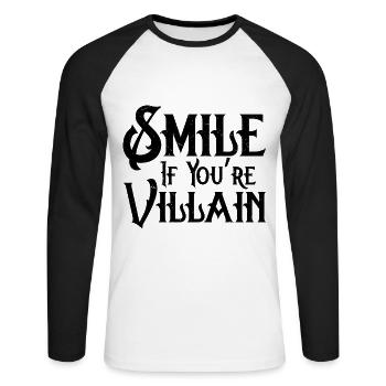 Antagonist Böser Schurkenschurke - Unisex Baseballshirt langarm - Weiß/Schwarz - Vorne - Nik (191cm)