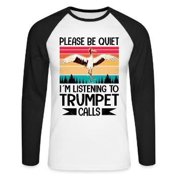 Wading Bird Watching Bird Watcher - Unisex Long Sleeve Baseball T-Shirt - white/black - Front - Nik (191cm)
