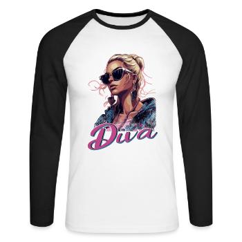 Faisceau Radiant Diva - T-shirt baseball manches longues Homme - blanc/noir - Devant - Nik (191cm)