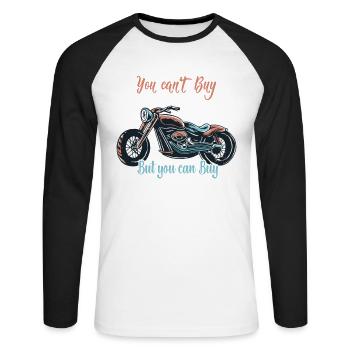 You can't buy happiness, but you can buy a - Unisex Long Sleeve Baseball T-Shirt - white/black - Front - Nik (191cm)