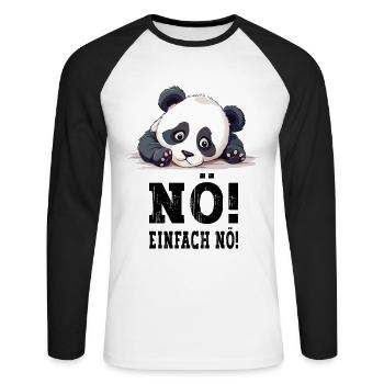 Nö Einfach Nö No Nein Panda Bär Süß Lustig Spruch - Unisex Baseballshirt langarm - Weiß/Schwarz - Vorne - Nik (191cm)