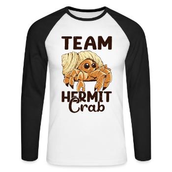 Fruits de mer, Fruits de mer, Moules, Bernard-l’ermite - T-shirt baseball manches longues Homme - blanc/noir - Devant - Nik (191cm)